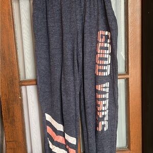 Navy Track Joggers with Coral & White Graphic Stripe